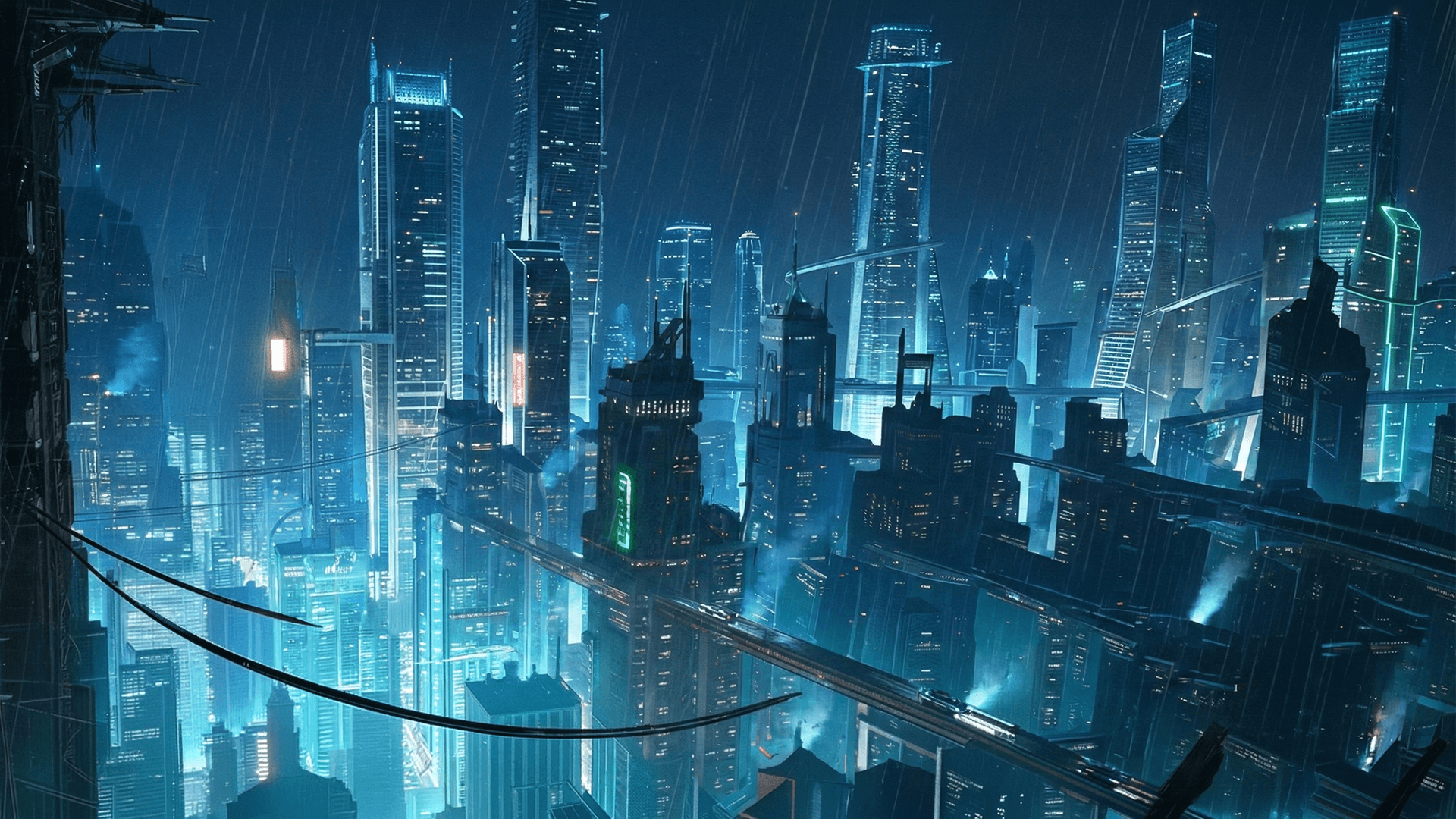 Futuristic cyberpunk cityscape